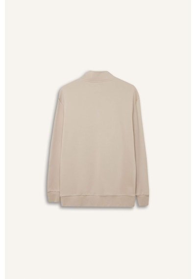 DeFacto Comfort Regular Fit Rahat Kalıp Fermuarlı Dik Yaka Basic Düz Sweatshirt X7405AZ25SPBG735