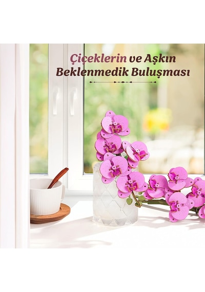 Rowood Tw091 Orkide Çiçeği Purple Moth Orchid Dıy Minyatür Maket Model Set Ahşap 3d Wooden Puzzle Model Kit Ahşap Maket Dekoratif Hobi Seti