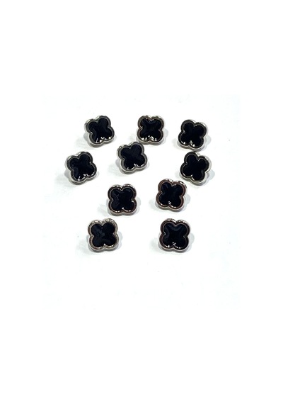 Bluz Düğmesi/ Metal Bluz Gömlek Düğmesi/ 1,1 Cm / Gümüş Siyah Mineli/ 10 Adet