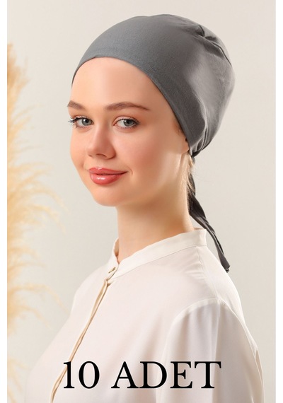 Melodi Scarf Kadın Tesettür Dikişli Set Bone Koyu Gri 10 Adet Bağlamalı Penye Bone Koyu Gri Melodi Scarf Kadın Tesettür Dikişli Set Bone Koyu Gri 10 Adet Bağlamalı Penye Bone Koyu Gri