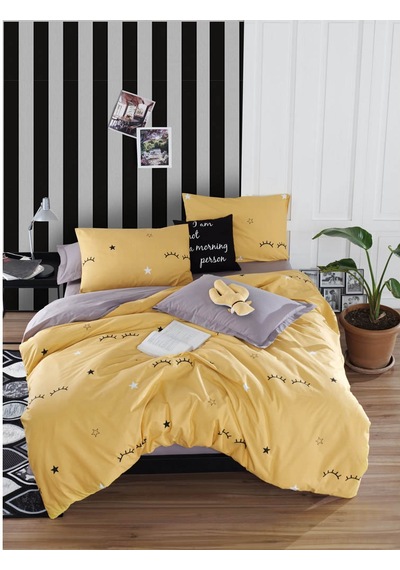 Eponj Home Nevresim Takımı Çift Kişilik Baskılı Dide Sarı