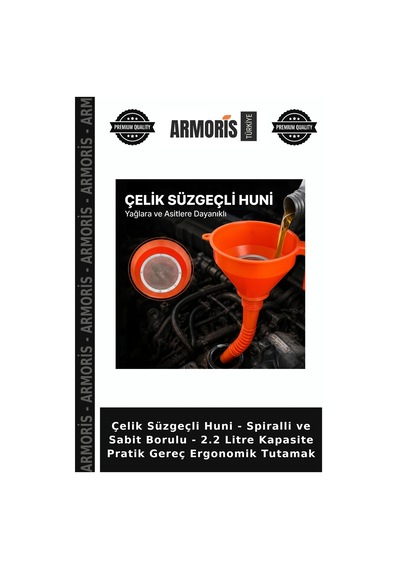 Çelik Süzgeçli Huni - Spiralli Ve Sabit Borulu - 2.2 Litre Kapasite Pratik Gereç Ergonomik Tutamak