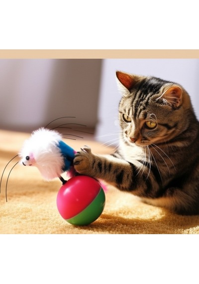 Kedi Fare Hacı Yatmaz Oyuncağı Renkli Tüylü Zıplayan Dayanıklı
