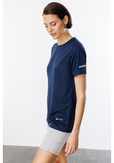 Genius Store Kadın Nem Emici Hızlı Kuruma Atletik Teknik Performans Spor T-shirt Drıfıt-kısakol Lacivert