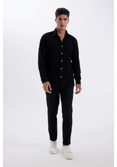 Defacto Siyah Modern Fit Modern Kesim Polo Yaka Düz Pamuklu Uzun Kollu Gömlek D1629AX24AUBK81 Siyah Defacto Siyah Modern Fit Modern Kesim Polo Yaka Düz Pamuklu Uzun Kollu Gömlek D1629AX24AUBK81 Siyah
