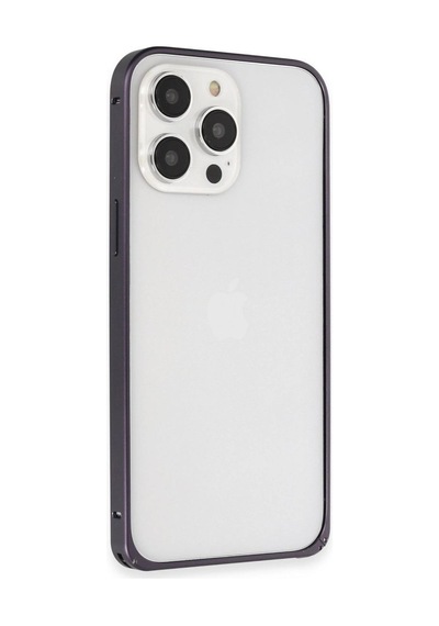 Tedar Joko Apple iPhone  Uyumlu  14 Pro Kılıf Metal Bumper Magneticsafe Kapak - Derin Mor Najmaddin standart