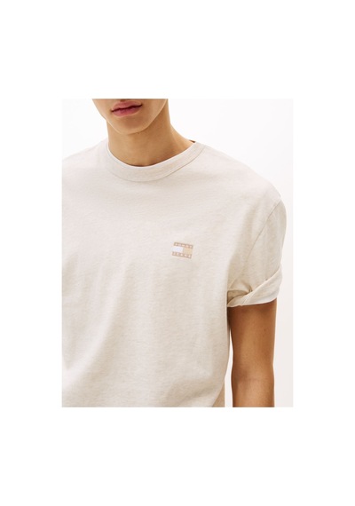 Tjm Reg Badge Tee Ext Erkek Bej T-shirt - Dm0dm20322
