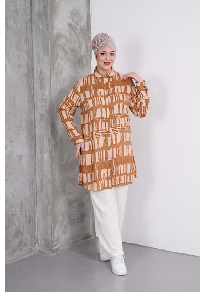 Polologin Butik Kahverengi Çizgili Tunik Ve Krem Pantolon Takım Kahverengi & Krem Polologin Butik Kahverengi Çizgili Tunik Ve Krem Pantolon Takım Kahverengi & Krem