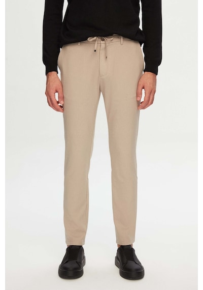 D's Damat Ds Damat Slim Fit Bej Beli Lastikli Bağcıklı Fermuarlı Likralı Rahat Jogger Pantolon 2HC03ORTJGR01 Bej