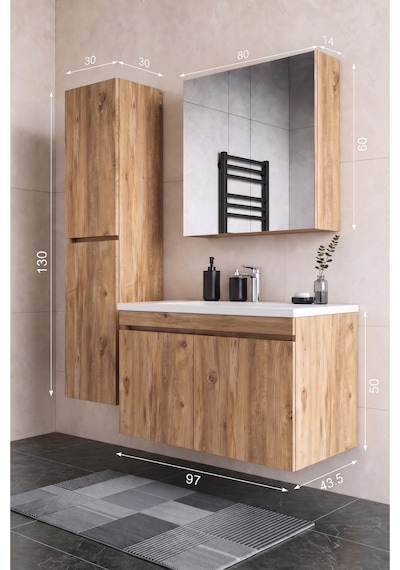 Teta Home Tokyo 100 Cm Mdf Banyo Dolabı Seti + Boy Dolabı Atlantik Çam