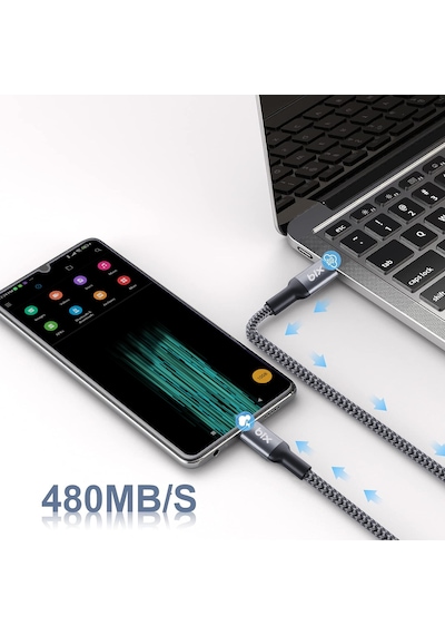 Bix BXCC241 240 W 1.8 M Metal Başlık Type-C Şarj Data Kablosu