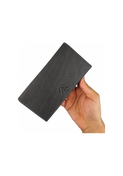 Alphaclub Bag Erkek Hakiki Deri Gri Telefon Bölmeli Uzun Cüzdan Ve Kartlık Model 977