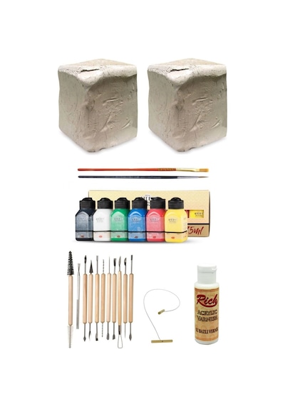Beyaz Seramik Hamuru 6X2 Kg Kil Şekillendirme Set 11'Li Artdeco A