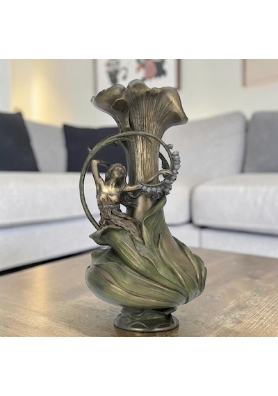Dekoratif Sümbüllü Vazo Wise Veronese Poliresin Sanatsal Vazo Obje 38,5 Cm .