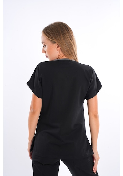 Siyah Renk Çamaşır Suyuna Ve Hipoya Dayanıklı Cerrahi Üniforma Scrubs Unisex Model Siyah