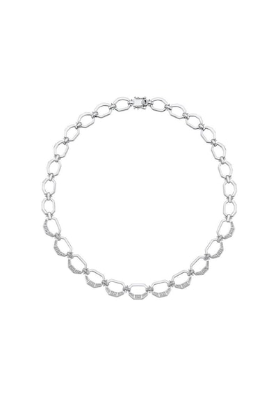Hexagon Rhodium Kolye Beyaz