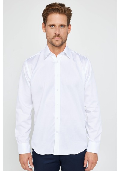 Tudors Klasik Fit Uzun Kollu Non Iron Beyaz Erkek Gömlek-31194-beyaz Beyaz