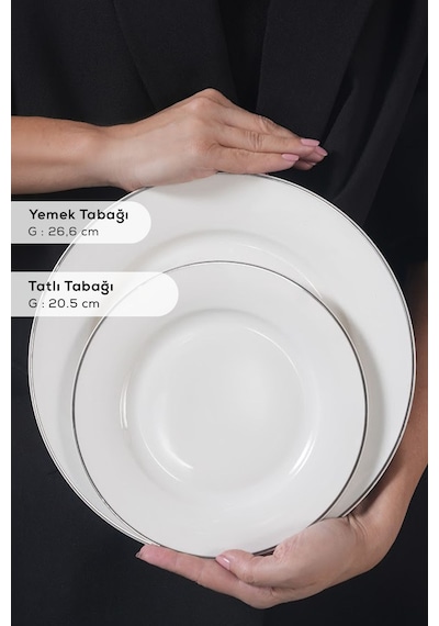 Karaca  Elegance Bone Rebeca 24 Parça 6 Kişilik Yemek Takımı Platin