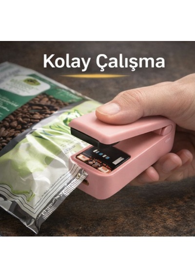 Mini Paket Kapatma Makinesi Isıtıcılı Taşınabilir Gıda Poşet Yapıştırıcı Pembe