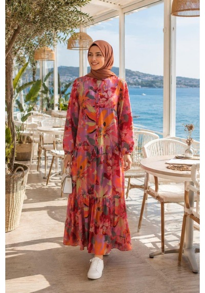 Hb Harma Time Butik Kadın Rahat Kesim Desenli Modal Kumaş Kırmızı Elbise Kırmızı Kırmızı Hb Harma Time Butik Kadın Rahat Kesim Desenli Modal Kumaş Kırmızı Elbise Kırmızı Kırmızı