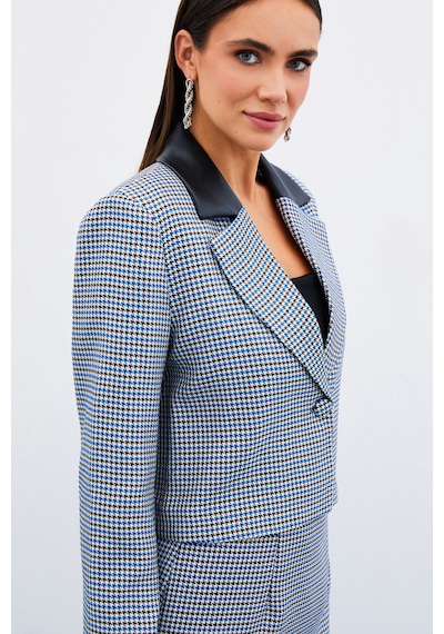Sateen Kazayağı Crop Ceket - Mavi-135037 Mavi