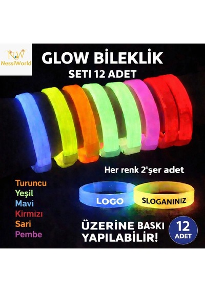 Mey İthalat Kalın Bileklik 12 Li Set Baskıya Uygun Renkli Model Diğer