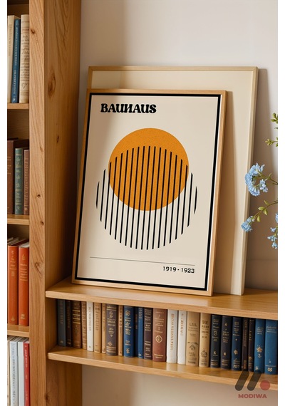 Bauhaus 1919-1923 Sergi Afişi, Ahşap Çerçeveli Duvar Tablosu - Modern Ev Dekorasyonu
