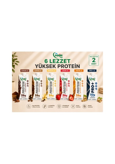 Laktozsuz Proteinli Süt 500ml X 12 Adet 6 Cesit Karma Paket