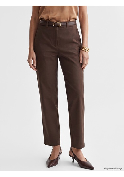 Lcwaıkıkı Classic Kahverengi Beli Kemerli Gabardin Kadın Pantolon
