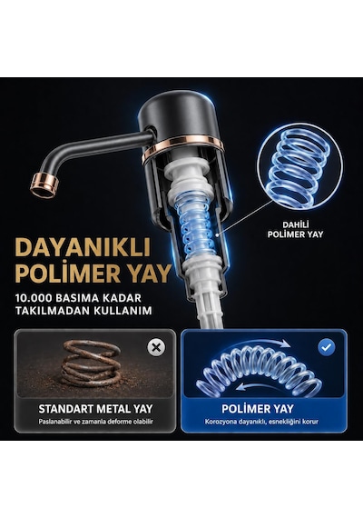 Valkyrie Tezgah Üstü Ankastre Sıvı Sabunluk Pompası 360 Döner Paslanmaz Sabun Dispenseri Siyah
