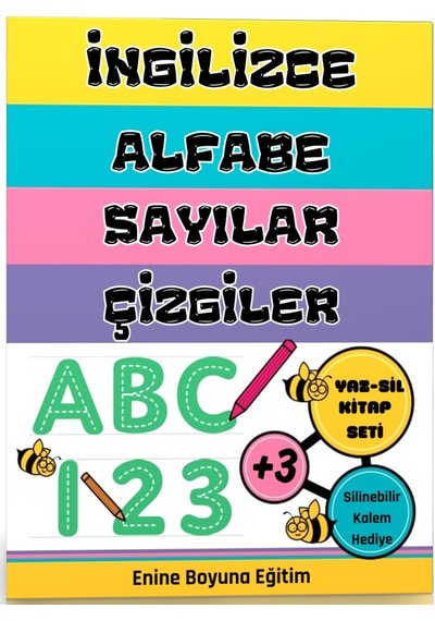 İngilizce Alfabe-sayılar-çizgiler Yaz-sil Kitap Seti