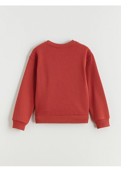 LC Waikiki Lcw Kids Kırmızı Bisiklet Yaka Baskılı Kız Çocuk Kalın Sweatshirt Dull Red