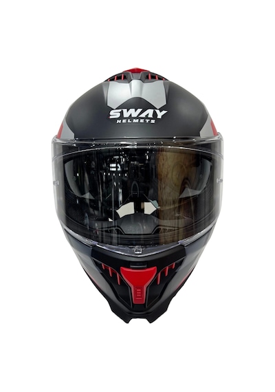 Sway Sw 865 Titan Black White Red Güneş Gözlüklü Kask Kırmızı - Mat Siyah