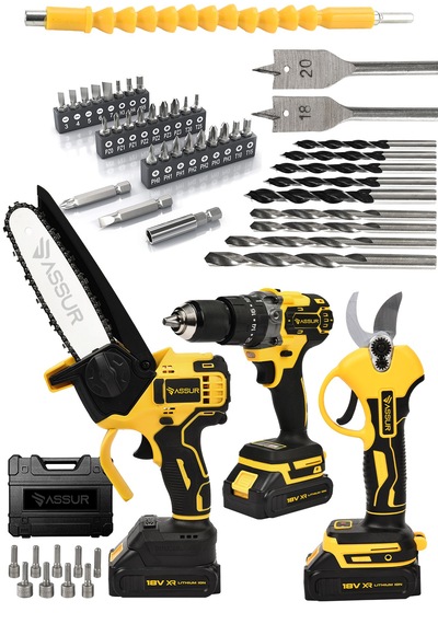 Assur ASR1038 18V Matkap Budama Testeresi Makası 3'lü Set Sarı