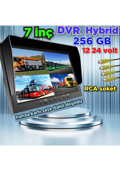 7 İnç Hybrid Dvr Monitör 4 Kanal 256 Gb 12-24 Volt