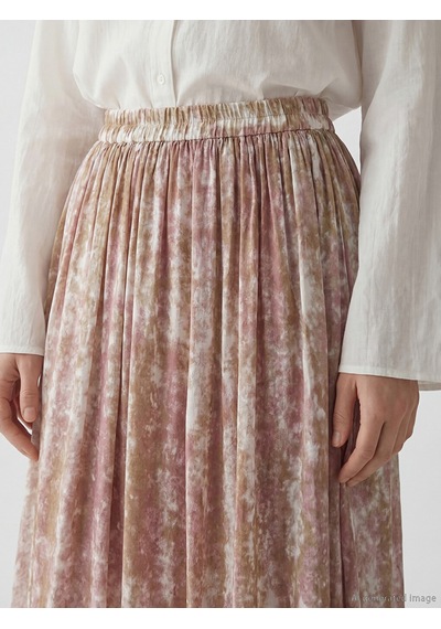 Lcw Modest Pembe Beli Lastikli Desenli Kloş Etek