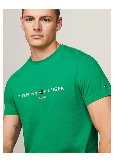 Tommy Hilfiger Sıfır Yaka Erkek T-shirt Yeşil