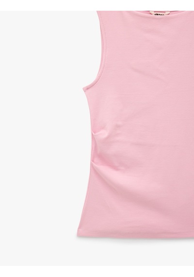 Koton Pamuklu Asimetrik Kesim Kolsuz Kayık Yaka Bluz Pembe 6sak10028ek Gül