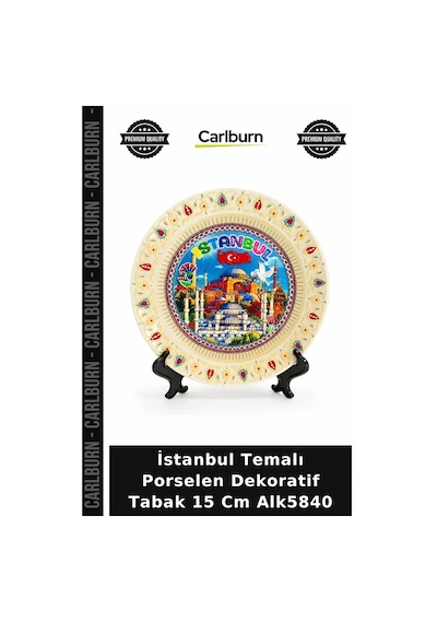 Özel Üretim Hediyelik Hatıra Turistik Şık İstanbul Temalı Porselen Dekoratif Tabak 15 Cm Alk5840