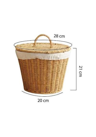 Digithome 2'li Yuvarlak Rattan Hasır Patates Soğan Sarımsak Meyve Sepeti Düzenleyici Organizer -9t02 Kahverengi