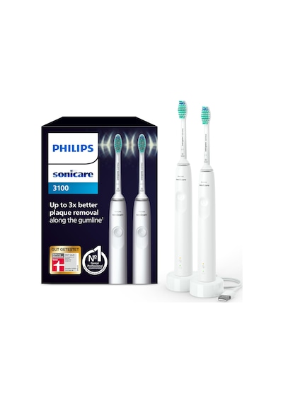 Philips Sonicare 3100 Elektrikli Diş Fırçası, Sonik Diş Fırçası, Basınç Kontrolü Ve Zamanlayıcı, Beyaz, İkili Paket, Model Hx3675/13 Philips Sonicare 3100 Elektrikli Diş Fırçası, Sonik Diş Fırçası, Basınç Kontrolü Ve Zamanlayıcı, Beyaz, İkili Paket, Model Hx3675/13