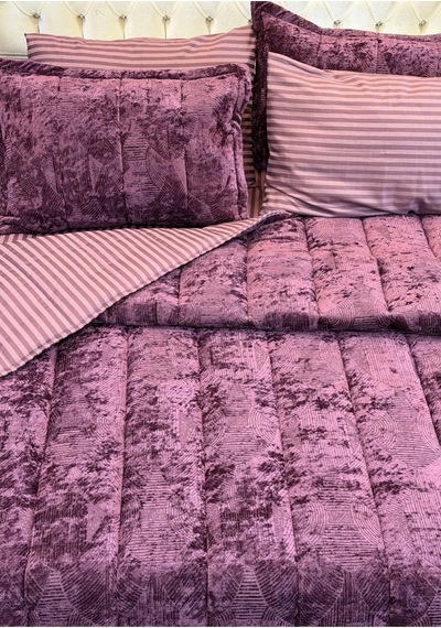 Home Kadife Confort 6 Parça Çift Kişilik 230 X 240 Uyku Seti Pembe