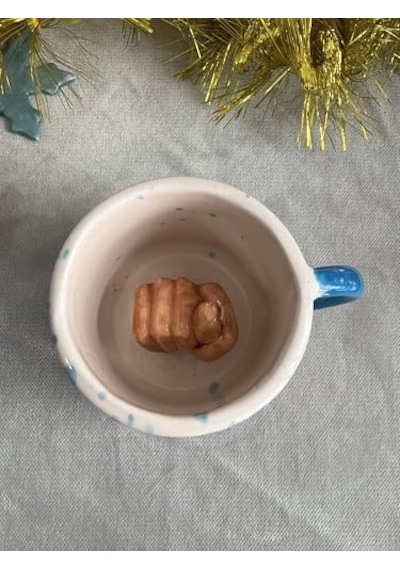 Nahl Kupa, El Yapımı Seramik Kupa, Düğün, Doğum Günü, Bebek Mevlidi, Ev Açılışı Hediyesi Açık Ahşap