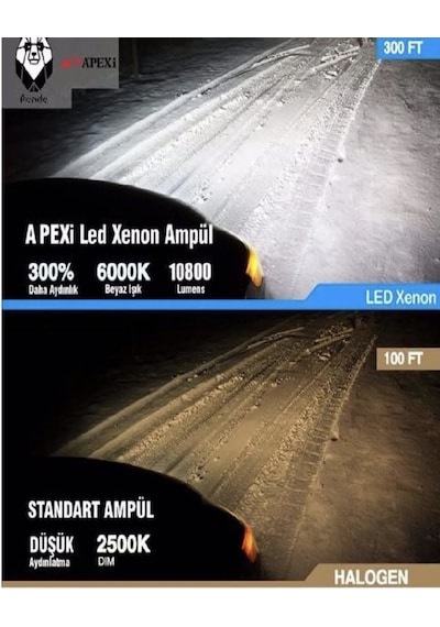 Apexi Zenon H11 Led Xenon Şimşek Etkili -10800 Lm 6000k- Şimşek
