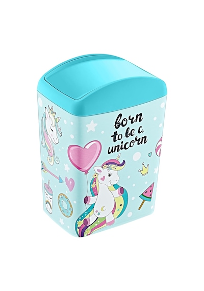 Soft Resimli Çöp Kutusu Döner Kapak 5 Lt Unicorn Çok Renkli