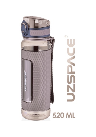 Uzspace 520ml Tritan Su Matarası Silikon Korumalı Kaydırmaz Gövde Kahverengi Çok Renkli