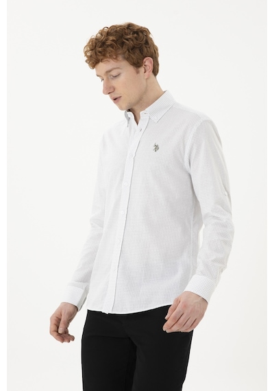 U.S. Polo Assn. Erkek Baskılı Beyaz Gömlek 50288673-VR013