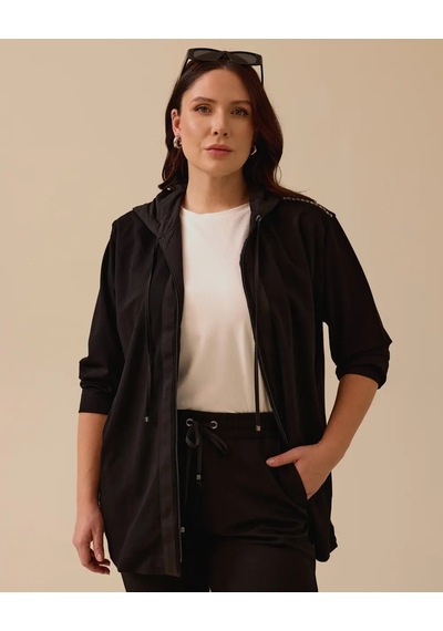 Gala-xi Kadın Oversize Kapüşonlu Minimalist Ceket - Günlük Kullanım Siyah