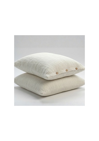 Cloud Rest 4 Kat Müslin Yastık Kılıfı 2'li Set 50x70 Cm %100 Pamuk Nefes Alan Yumuşak Dokulu Bej