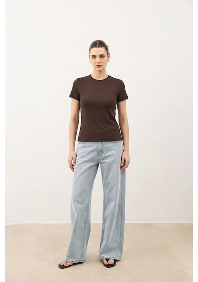 Antioch Kadın Basic T-shirt Kahve